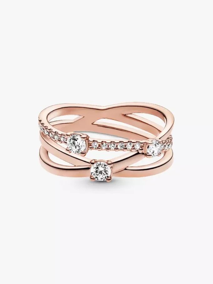 Endverkauf – funkelnder Dreifachring mit 14-karätiger Roségoldbeschichtung Endverkauf – funkelnder Dreifachring mit 14-karätiger Roségoldbeschichtung