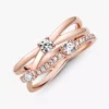 Endverkauf – funkelnder Dreifachring mit 14-karätiger Roségoldbeschichtung Endverkauf – funkelnder Dreifachring mit 14-karätiger Roségoldbeschichtung
