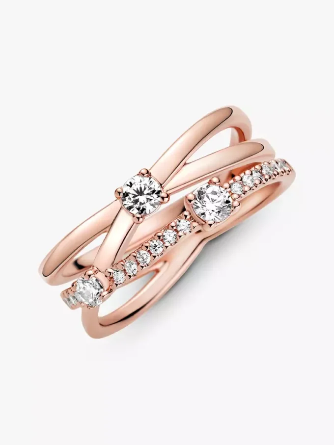 Endverkauf – funkelnder Dreifachring mit 14-karätiger Roségoldbeschichtung Endverkauf – funkelnder Dreifachring mit 14-karätiger Roségoldbeschichtung
