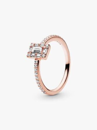 ENDVERKAUF – Funkelnder quadratischer Halo-Ring – 14 Karat Roségold-Beschichtung ENDVERKAUF – Funkelnder quadratischer Halo-Ring – 14 Karat Roségold-Beschichtung
