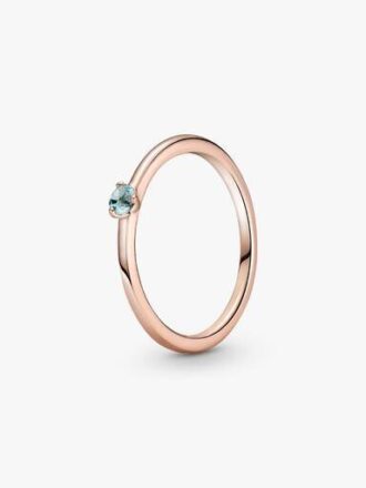 ENDVERKAUF – Hellblauer Solitärring – 14 Karat Roségold-Beschichtung