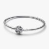 ENDVERKAUF – Pandora Moments Bangle mit funkelndem Schneeflockenverschluss – Sterlingsilber