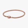 ENDVERKAUF – Pandora Moments Barrel Clasp Snake Chain Armband – 14 Karat Roségold-Beschichtung