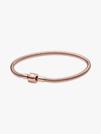 ENDVERKAUF – Pandora Moments Barrel Clasp Snake Chain Armband – 14 Karat Roségold-Beschichtung