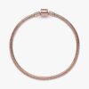ENDVERKAUF – Pandora Moments Barrel Clasp Snake Chain Armband – 14 Karat Roségold-Beschichtung