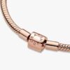 ENDVERKAUF – Pandora Moments Barrel Clasp Snake Chain Armband – 14 Karat Roségold-Beschichtung