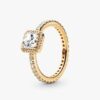 ENDVERKAUF – Quadratischer Sparkle Halo-Ring – 14 Karat vergoldet