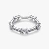 ENDVERKAUF – Rechteckiger Pavé-Ring mit funkelnden Steinen – Sterlingsilber
