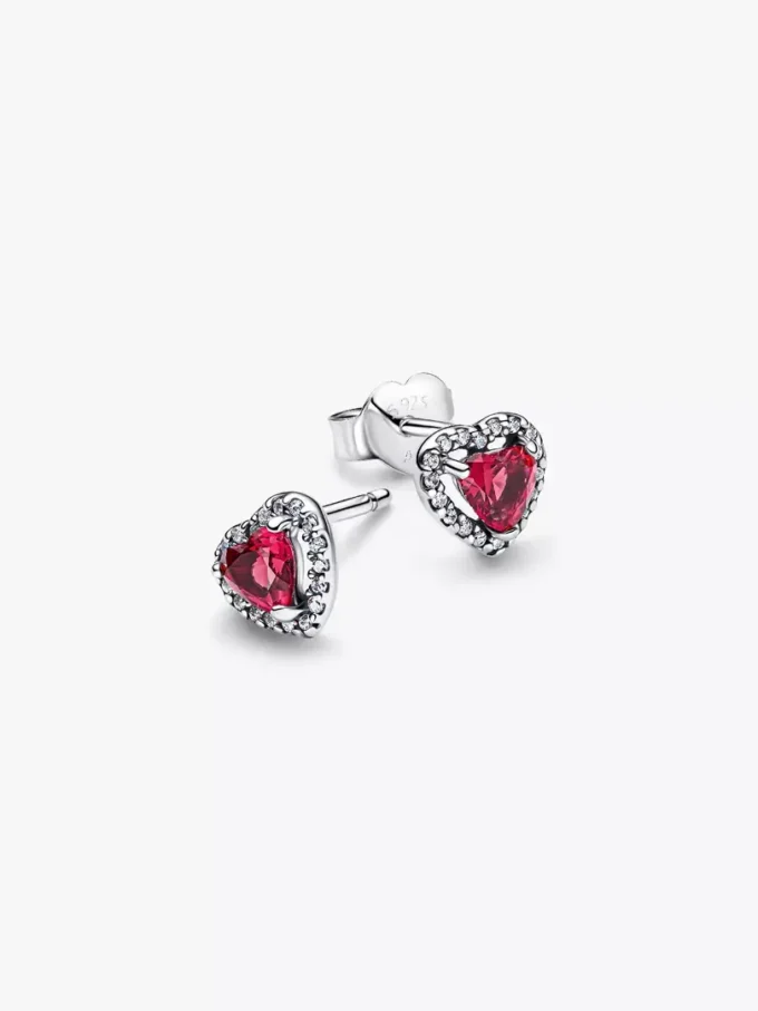 Erhabene rote Herz-Ohrringe aus Sterlingsilber Erhabene rote Herz-Ohrringe aus Sterlingsilber