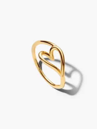 Kleiner Ring mit organisch geformtem Herz, 14-karätig vergoldet