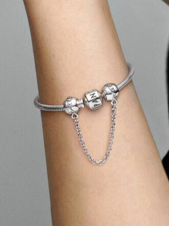 „Family Forever“-Safety Chain mit Charm – Sterlingsilber