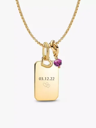 Februar-Dangle Charm-Halsketten-Set zum Gravieren, 3er-Set