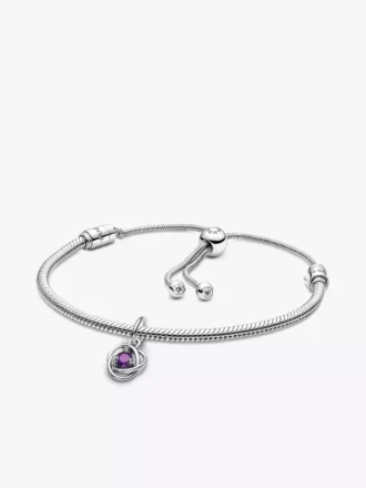 Februar-Ewigkeitkreis-Dangle Charm-Armband-Set, 2er-Set