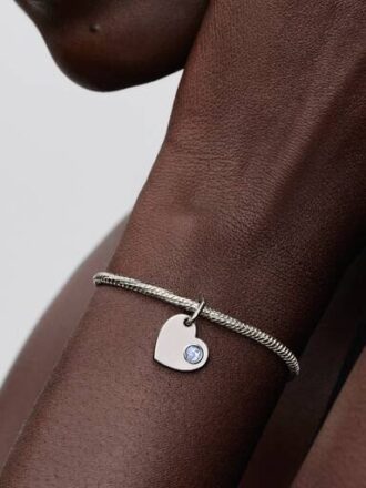 Türkisblaues Herz-Dangle Charm mit Stein – Sterlingsilber