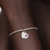 Türkisblaues Herz-Dangle Charm mit Stein – Sterlingsilber