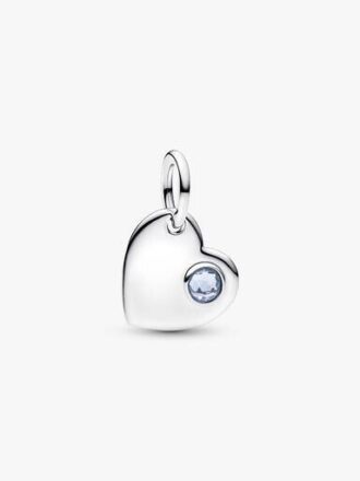 Türkisblaues Herz-Dangle Charm mit Stein – Sterlingsilber