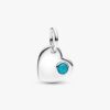 Türkisblaues Herz-Dangle Charm mit Stein – Sterlingsilber