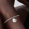 Türkisblaues Herz-Dangle Charm mit Stein – Sterlingsilber