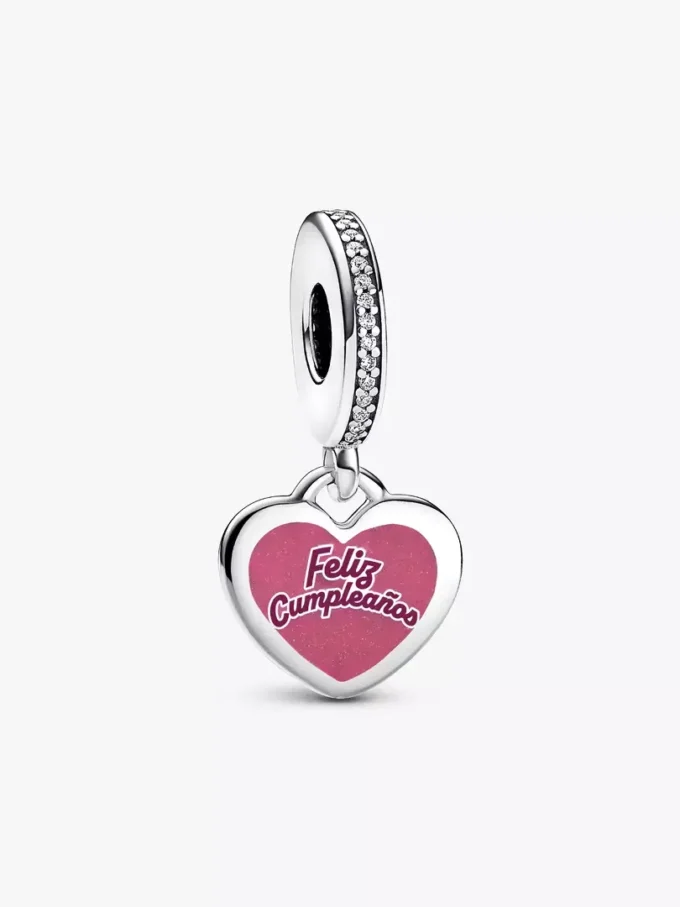 „Feliz cumpleaños“-Dangle Charm aus Sterlingsilber „Feliz cumpleaños“-Dangle Charm aus Sterlingsilber