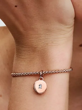 Öffnbarer & gravierbarer Love-Locket-Dangle Charm, 14 Karat Roségold-Beschichtung