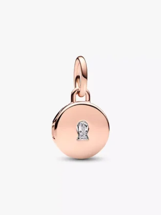Öffnbarer & gravierbarer Love-Locket-Dangle Charm, 14 Karat Roségold-Beschichtung