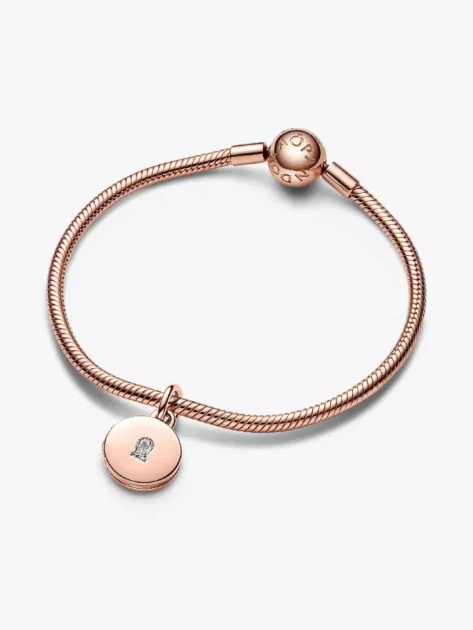 Öffnbarer & gravierbarer Love-Locket-Dangle Charm, 14 Karat Roségold-Beschichtung Öffnbarer & gravierbarer Love-Locket-Dangle Charm, 14 Karat Roségold-Beschichtung