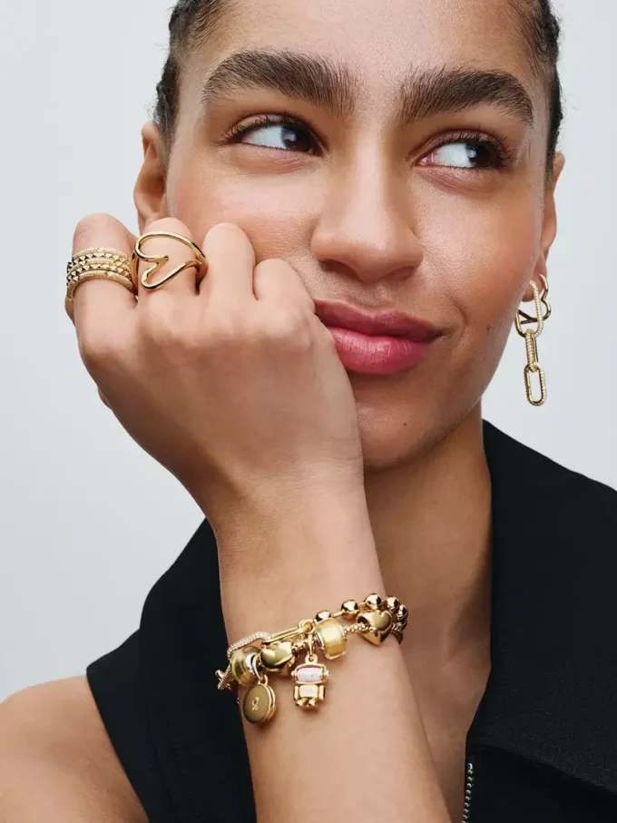 Pandora ME Metallperlen- und Gliederarmband, 14 Karat vergoldet Pandora ME Metallperlen- und Gliederarmband, 14 Karat vergoldet