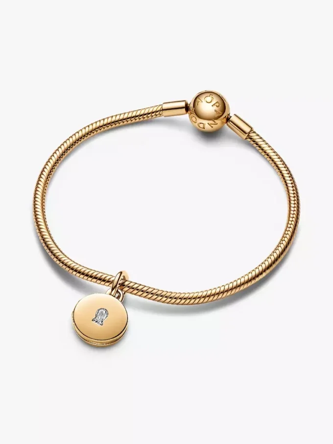 Öffnbarer und gravierbarer Locket-Anhänger-Dangle Charm, 14-karätig vergoldet Öffnbarer und gravierbarer Locket-Anhänger-Dangle Charm, 14-karätig vergoldet