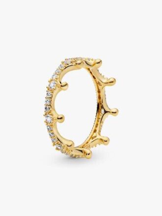 FINAL SALE – Clear Sparkling Crown Ring – 14-karätige Vergoldung