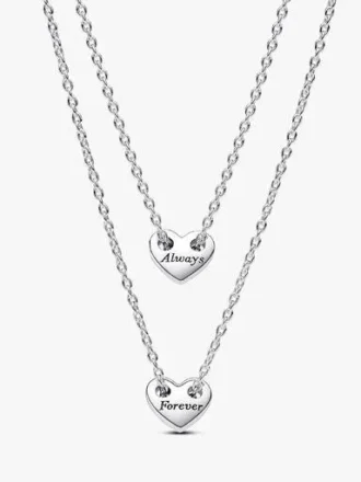 Forever & Always teilbare Herz-Collier-Halsketten – Sterlingsilber
