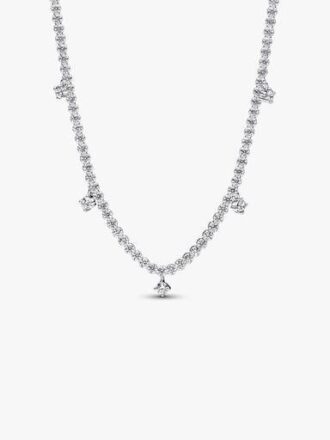 Funkelnde Drop-Collier-Halskette – Sterlingsilber