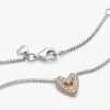 Funkelnde Freehand-Herz-Halskette – Sterlingsilber, 14 Karat Roségold-Beschichtung