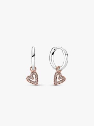 Funkelnde Freehand-Herz-Ohrringe – Sterlingsilber, 14 Karat Roségold-Beschichtung