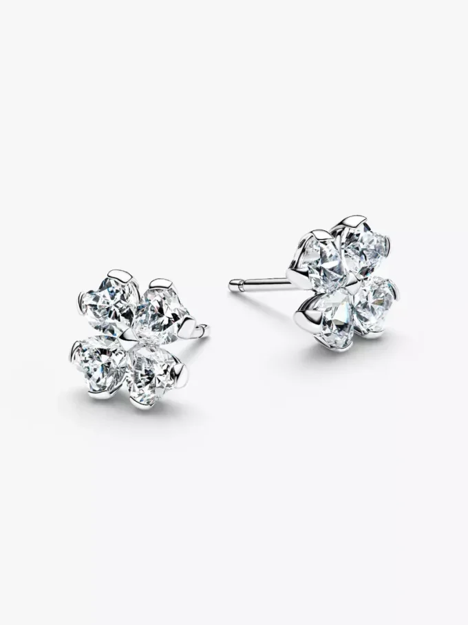 Funkelnde Glücksklee-Ohrringe aus Sterlingsilber Funkelnde Glücksklee-Ohrringe aus Sterlingsilber