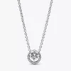 Funkelnde Halskette mit rundem Halo-Anhänger aus Sterlingsilber