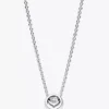 Funkelnde Halskette mit rundem Halo-Anhänger aus Sterlingsilber