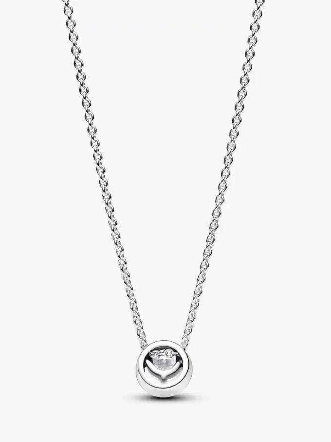 Funkelnde Halskette mit rundem Halo-Anhänger aus Sterlingsilber