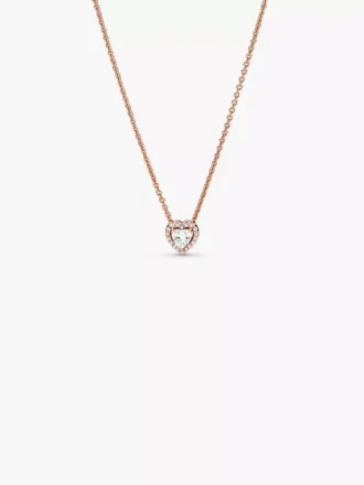 Funkelnde Herz-Collier-Halskette, 14 Karat Roségold-Beschichtung