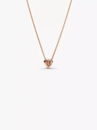 Funkelnde Herz-Collier-Halskette, 14 Karat Roségold-Beschichtung