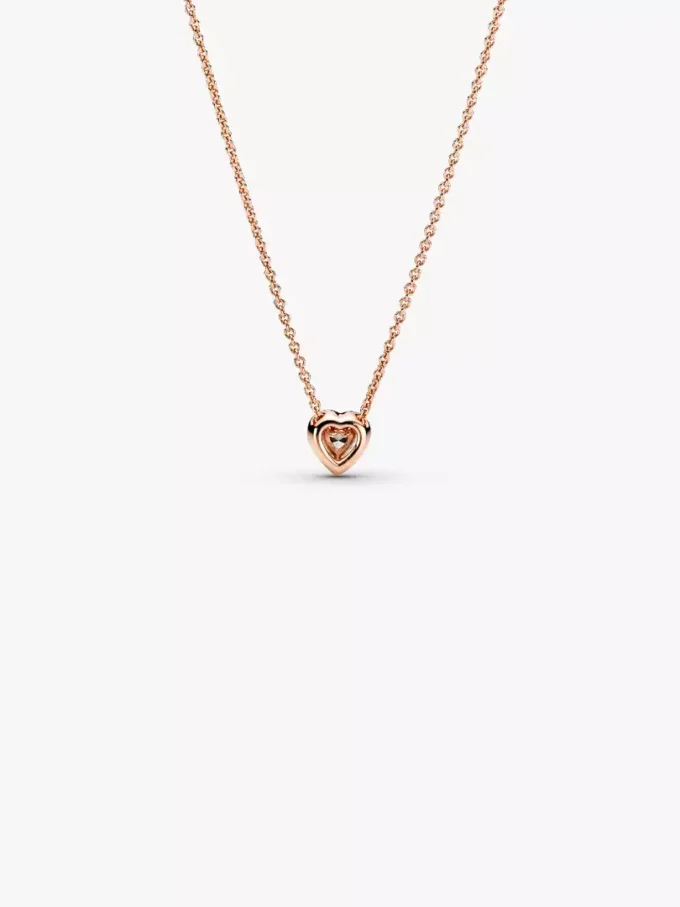 Funkelnde Herz-Collier-Halskette, 14 Karat Roségold-Beschichtung Funkelnde Herz-Collier-Halskette, 14 Karat Roségold-Beschichtung