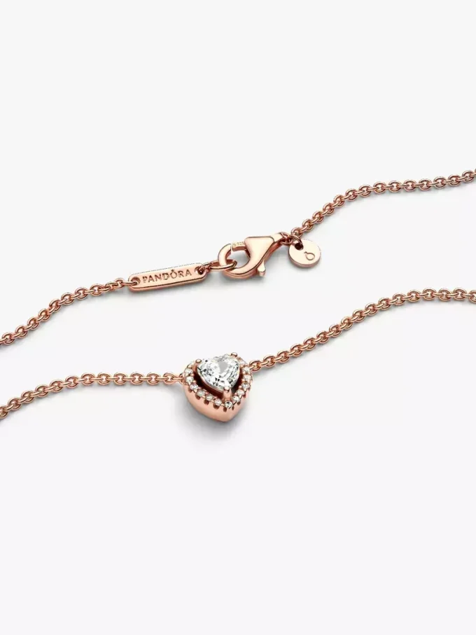 Funkelnde Herz-Collier-Halskette, 14 Karat Roségold-Beschichtung Funkelnde Herz-Collier-Halskette, 14 Karat Roségold-Beschichtung