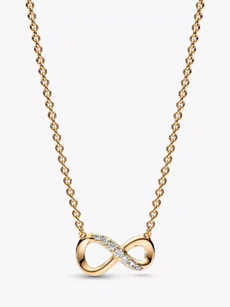 Funkelnde „Infinity Collier“-Halskette, 14-karätig vergoldet