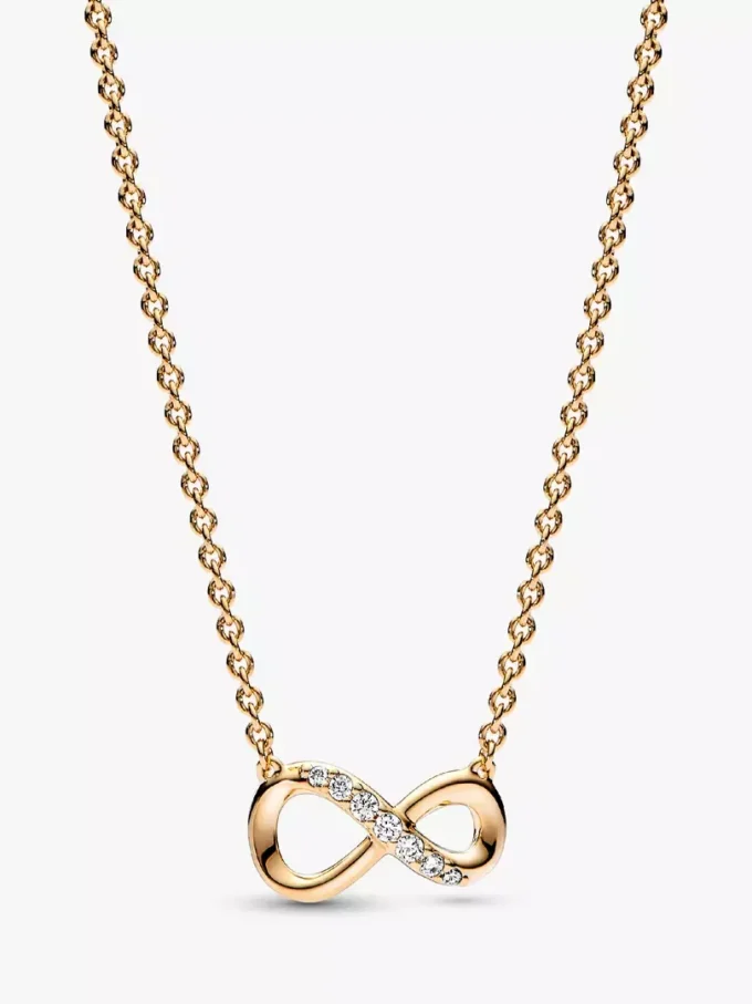 Funkelnde „Infinity Collier“-Halskette, 14-karätig vergoldet Funkelnde „Infinity Collier“-Halskette, 14-karätig vergoldet
