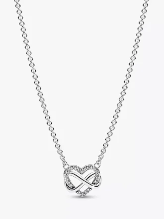 Funkelnde Infinity-Herz-Halskette aus Sterlingsilber