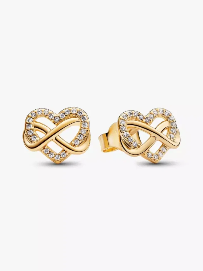 Funkelnde Infinity-Herz-Ohrringe, 14 Karat vergoldet Funkelnde Infinity-Herz-Ohrringe, 14 Karat vergoldet
