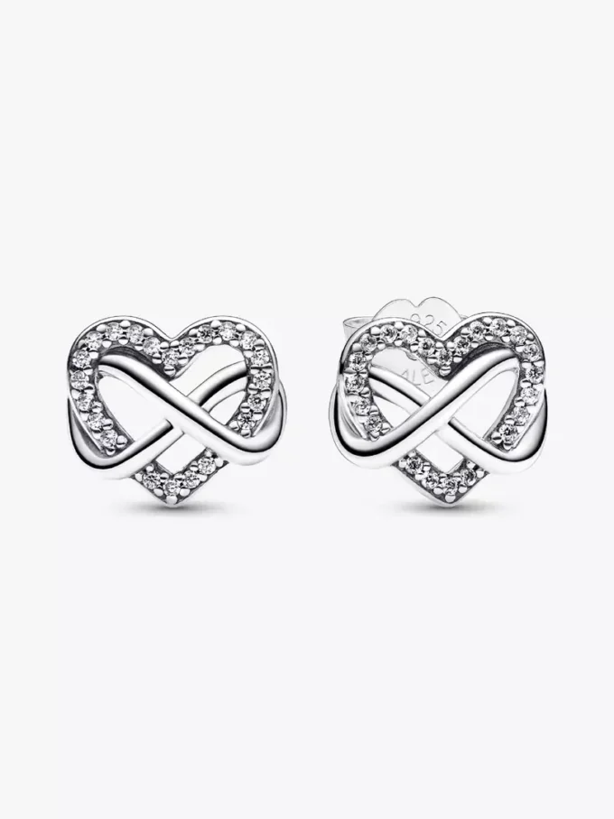 Funkelnde Infinity-Herz-Ohrringe aus Sterlingsilber Funkelnde Infinity-Herz-Ohrringe aus Sterlingsilber