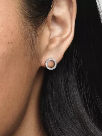 Funkelnde Kreis-Ohrringe aus Sterlingsilber