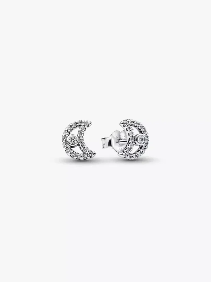 Funkelnde Mond-Ohrringe aus Sterlingsilber Funkelnde Mond-Ohrringe aus Sterlingsilber