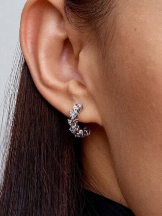 Funkelnde offene Ohrringe mit Herzen – Sterlingsilber