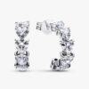 Funkelnde offene Ohrringe mit Herzen – Sterlingsilber Funkelnde offene Ohrringe mit Herzen – Sterlingsilber